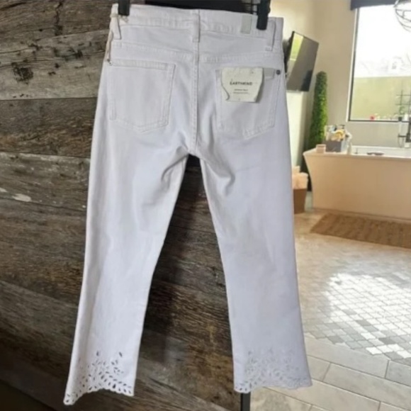 7 For All Mankind Emea Eyelet Hem Ankle Jeans White Shell Size 24 - Picture 4 of 11